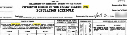 Second half of the column headings for the 1930 US census showing the use of 'person' or 'he or she' to refer to those in the household